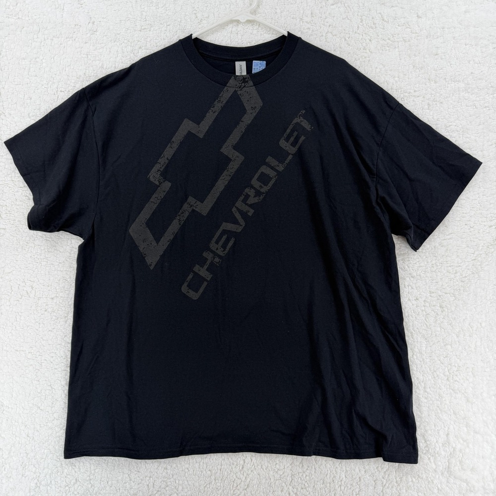 Chevrolet Shirt Mens 2XL Black Bowtie Logo Graphic Tee T-Shirt Cotton Gildan